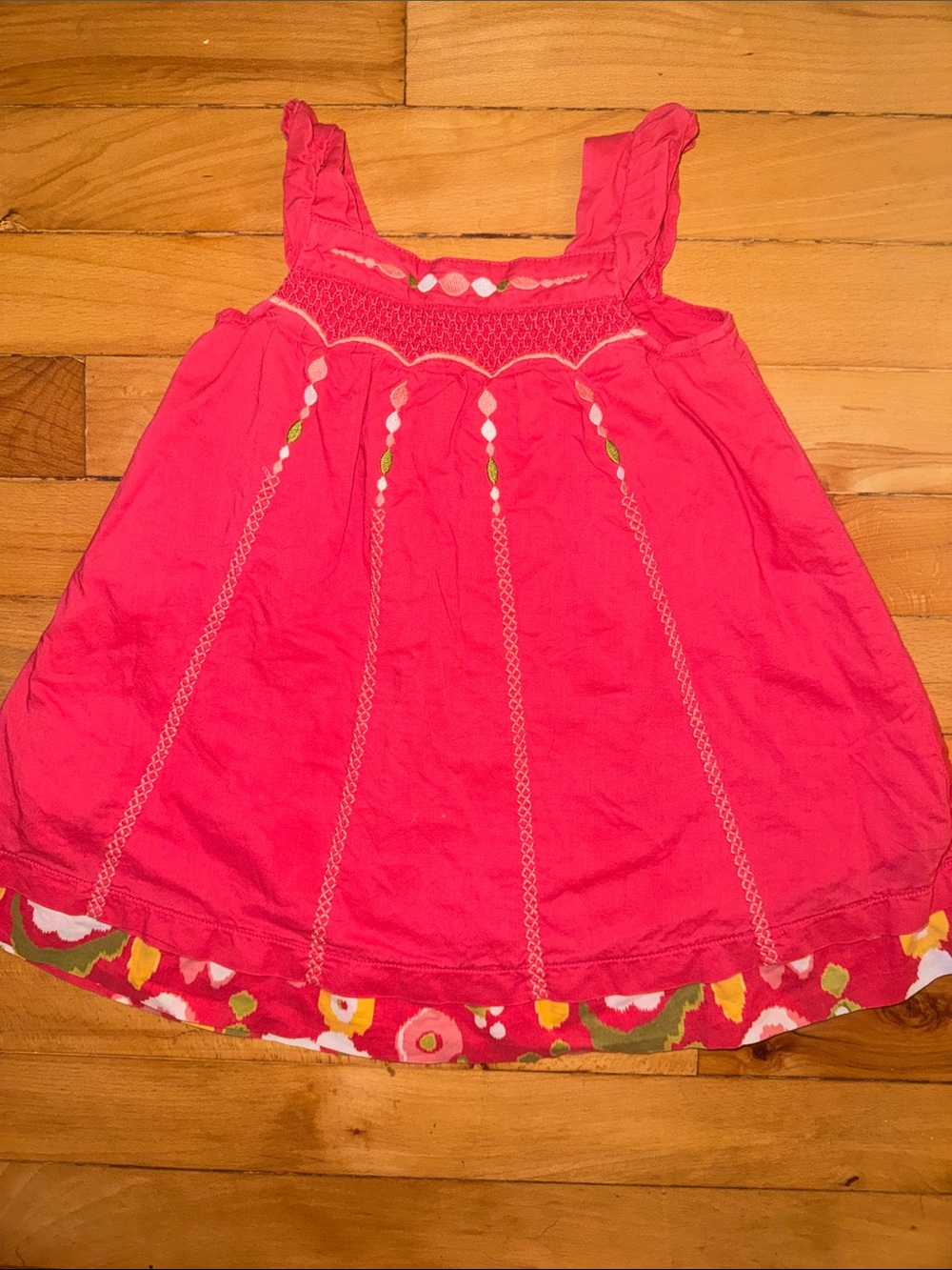 Gymboree Hot Pink Smocked Floral-Trim Sundress